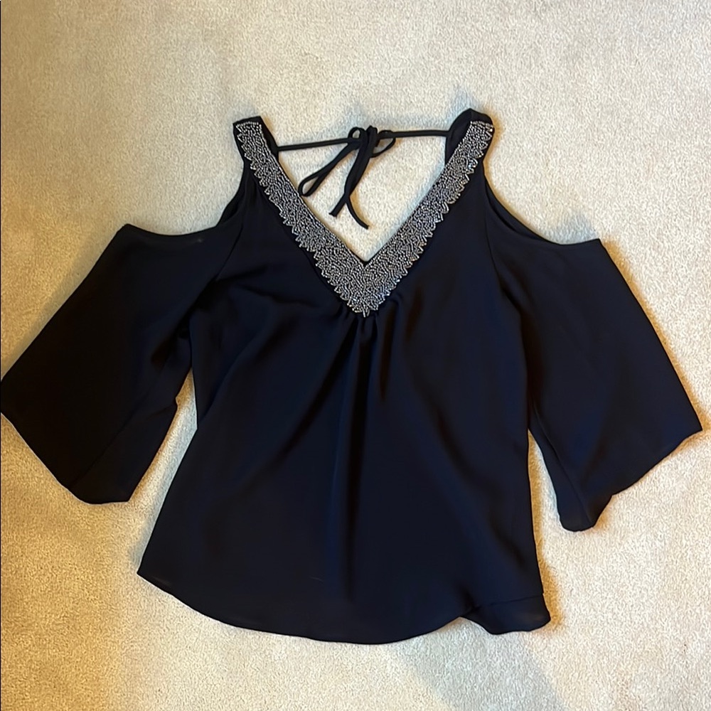Elegant Black Cold Shoulder Top